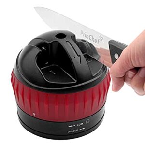 Knife Sharpener with Non-Slip Suction Cup, Hand-Free 2-Stage Professional Kitchen Knife Sharpener, Best Knife Sharpening Tool for Repair/Polish Straight Blade, Safe Easy to Use/Razor Sharp, Black